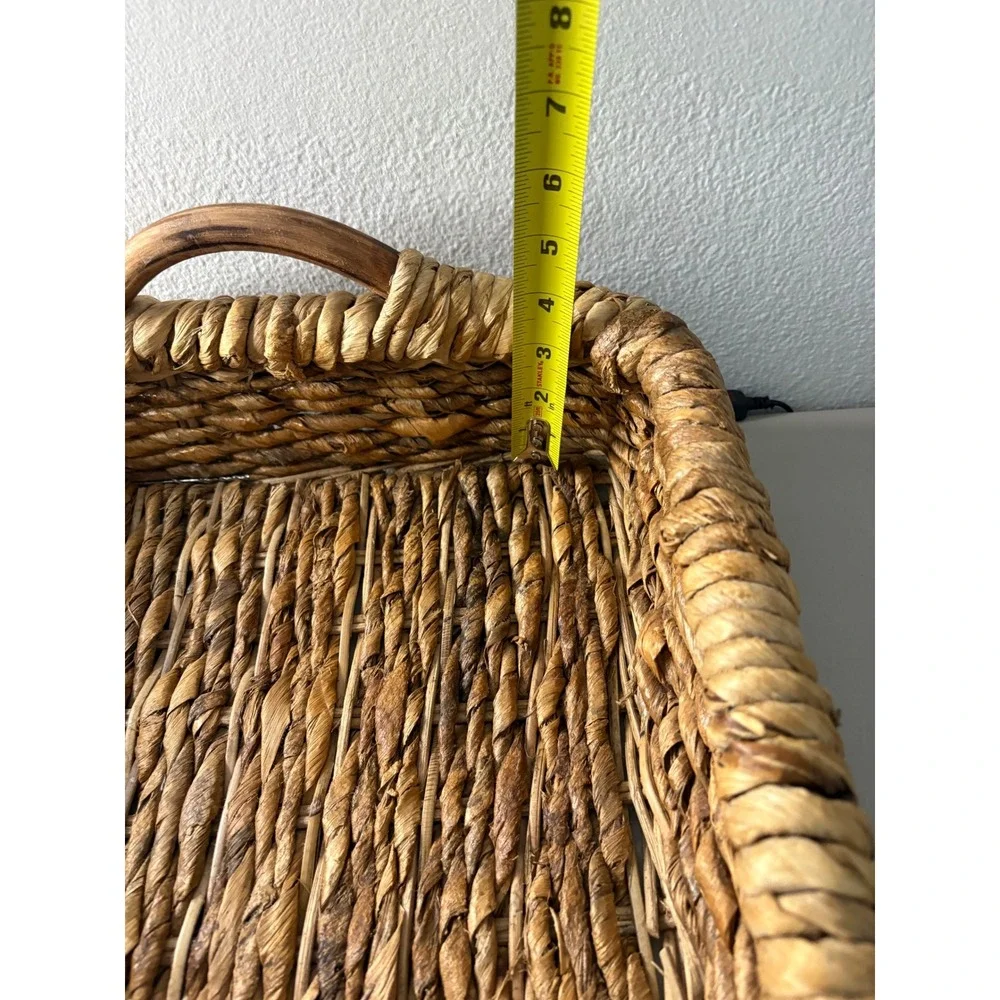 Natural‎ Woven Seagrass Tray Rectangular Basket with Wood Handles Brown 17x13